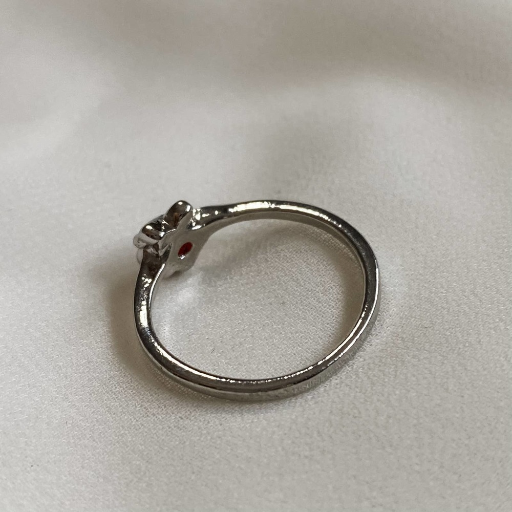 VTG Dainty Red CZ X Bow Skinny Stacker Ring - Picture 5 of 5